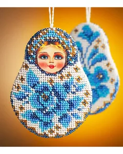 В540 Набор для вышивания бисером Кроше 'Матрешка Гжель' 8*10 см арт. АРС-49846-1-АРС0001279606