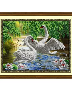 Б1452 Набор для вышивания бисером 'Паутинка' 'Лебеди', 28*38 см арт. АРС-51449-1-АРС0001066388
