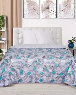 Покрывало стеганное бязь 240*215 серебряные листья арт. 2255 арт. АРТД-5956-1-АРТД0278263