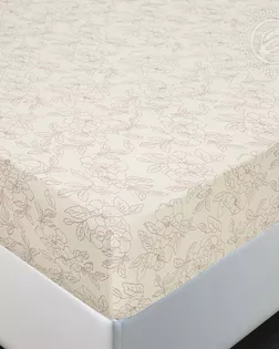 Простыня трик. на резинке 140*200 арт. 253 цветы бежевые арт. АРТД-5978-4-АРТД0279579