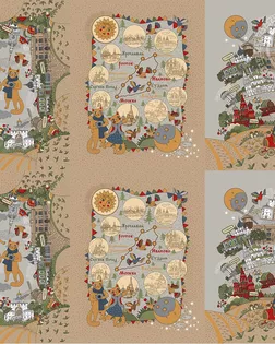 Ткань По золотому кольцу рогожка 150см рис. 13174-1 арт. АРТД-4700-1-АРТД0284654