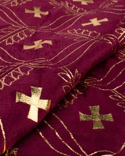 Бархат с тесненным принтом "Крест" ритуальный 133гр/м.кв. арт. РТБ-6-2-24352.002