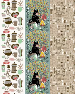 Рогожка 150 см набивная арт 904 "Тейково" рис 29247/2 "Время чаепития" арт. РЖК-318-1-1949.083