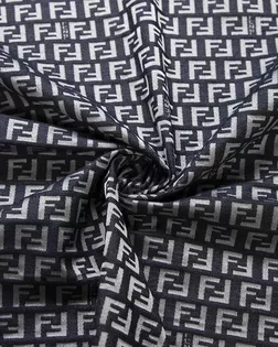 Двухсторонняя жаккардовая ткань с рисунком "Буквы", цвет сине-белый арт. ГТ-7247-1-ГТ-12-9212-2-21-1