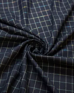 Костюмная ткань  в  клетку с люрексом на синем фоне арт. ГТ-6839-1-ГТ-17-8686-4-21-3