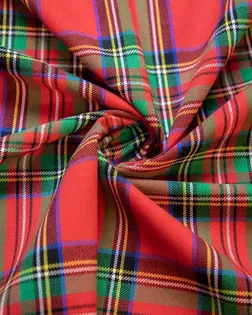 Костюмная ткань в клетку тартан с бархатным эффектом, цвет зелено-красный арт. ГТ-7254-1-ГТ-17-9033-4-21-1