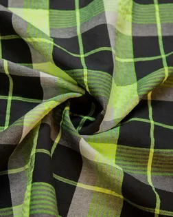 Костюмно-плательная ткань в крупную клетку, неоново-зеленый на черно-белом фоне арт. ГТ-7264-1-ГТ-17-9059-4-21-1