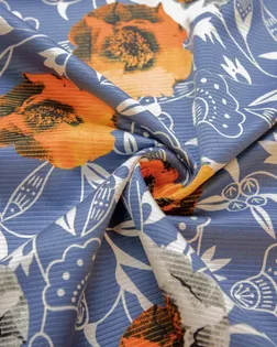 Костюмная ткань в текстурную полоску с рисунком "Цветы" арт. ГТ-7265-1-ГТ-17-9063-2-21-1