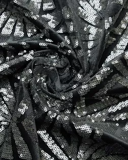 Ткань плательная с пайетками "Орнамент" на бархате, цвет серебристо-серый арт. ГТ-9735-1-ГТ2-10736-1-29-1