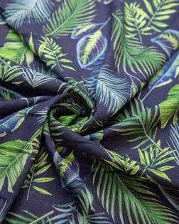 Рубашечно-плательный лен с рисунком "тропические листья", синий фрн арт. ГТ-6862-1-ГТ-22-8711-11-21-10