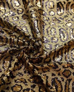 Ткань плательная с пайетками, принт "Леопард", черно-золотой цвет арт. ГТ-6909-1-ГТ-25-8743-13-21-1