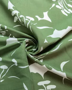 Плательно-рубашечная ткань с крупным цветочным рисунком, цвет оливково-белый арт. ГТ-7579-1-ГТ-28-9464-10-21-1