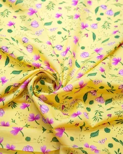 Штапель с рисунком "нежные цветочки", желтый фон арт. ГТ-8711-1-ГТ-43-8662-10-21-1