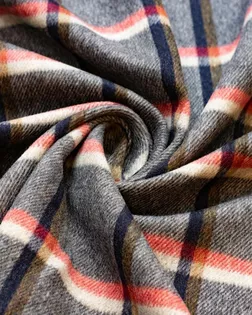 Двухсторонняя пальтовая ткань в клетку с коротким ворсом, серо-коричневый цвет арт. ГТ-6352-1-ГТ-26-8099-4-21-1