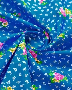 Рубашечно-плательный хлопок с рисунком "розочки" на ярко-синем фоне арт. ГТ-6492-1-ГТ-38-8262-10-21-1