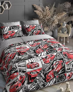 Поплин 150 ш. 105 гр. Гонки красн. рис. 7640/2 арт. ПДУ-61-1-Б00409.035