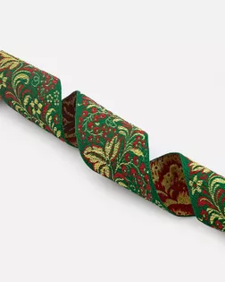 Тесьма жаккард орнамент ш.5см 50м зеленый арт. ТЖО-187-2-46451.002