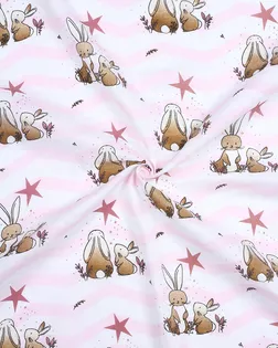 Муслин ЗАЙЧИКИ РОЗ. рис.7575/1 арт. ЛГБХ-1041-1-ЛГБХ0006002