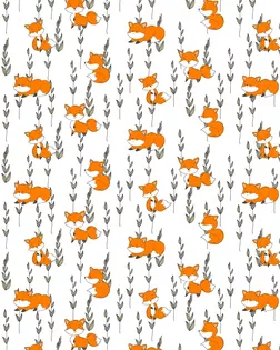 Муслин ЛИСИЧКИ НА БЕЛОМ рис.7579/3 арт. ЛГБХ-1354-1-ЛГБХ0007651