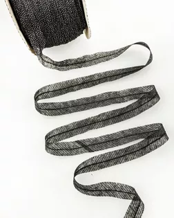 Лента по косой со строчкой 12 мм черная арт. ОПТМ-44-1-ОПТМ0018146342