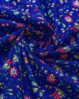 Рубашечно-плательный хлопок с растительным рисунком на синем фоне арт. РХ-6-1-26518.001