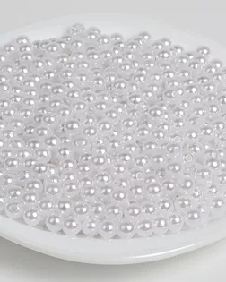 Бусины MAGIC 4 HOBBY круглые перламутр 8мм цв.033 белоснежный уп.500г (2130шт) арт. БЖР-122-1-48696