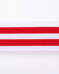 Лента лампасная белый/красный 25мм полиэстер арт. ПРС-2742-1-ПРС0047039