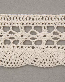 Тесьма вязаная ажурная бежевый 37мм хлопок арт. ПРС-2807-1-ПРС0050018