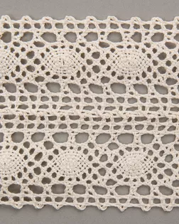 Тесьма вязаная ажурная бежевый 77мм хлопок арт. ПРС-2821-2-ПРС0050035