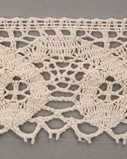 Тесьма вязаная ажурная бежевый 50мм хлопок арт. ПРС-2840-2-ПРС0050170