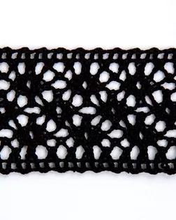 Тесьма вязаная ажурная черный 40мм хлопок арт. ПРС-2853-1-ПРС0050195
