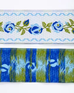 Тесьма жаккардовая голубой 35мм 100% полиэстер арт. ПРС-2906-1-ПРС0005076