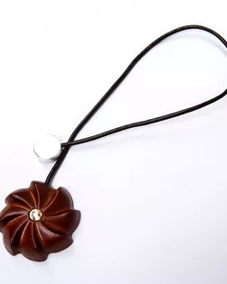 Подхват шторный с магнитом темное дерево 35см кожа/дерево/страз арт. ПРС-2935-2-ПРС0051014