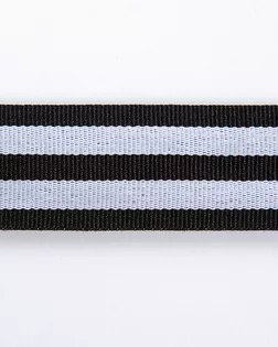 Лента лампасная черный/белый 25мм 100% полиэстер арт. ПРС-2742-3-ПРС0007001
