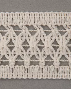 Тесьма вязанная ажурная бежевый 25мм хлопок арт. ПРС-3950-1-ПРС0007050