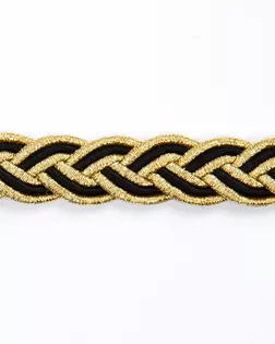 Тесьма "косичка" черный/золото 10мм вискоза/люрекс арт. ПРС-900-1-ПРС0023011