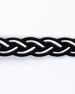 Тесьма "косичка" черный/белый 10мм вискоза арт. ПРС-900-2-ПРС0023012