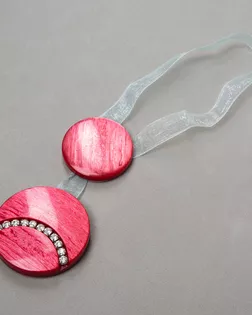 Подхват шторный с магнитом красный 36мм органза/пластмасса арт. ПРС-1124-1-ПРС0029048