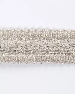 Тесьма "косичка" металлизированная серебро 22мм люрекс/полиэстер, 10м арт. ПРС-4457-1-ПРС0023612
