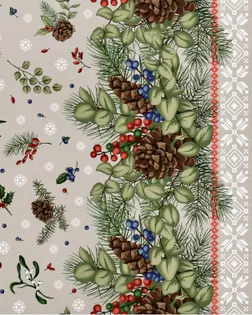 2-21  Ткань п/лен, п/вареный, нат цвет льна.30лен/70хб,140гр,ш 150 м № 1600 Шишки кайма с обеих стор арт. ПЛ-1015-1-Б00274.062