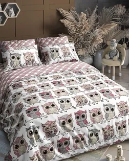 Поплин 150 ш. 105 гр. Совушки розовые рис. 7647/1 арт. ПДУ-64-1-Б00409.038