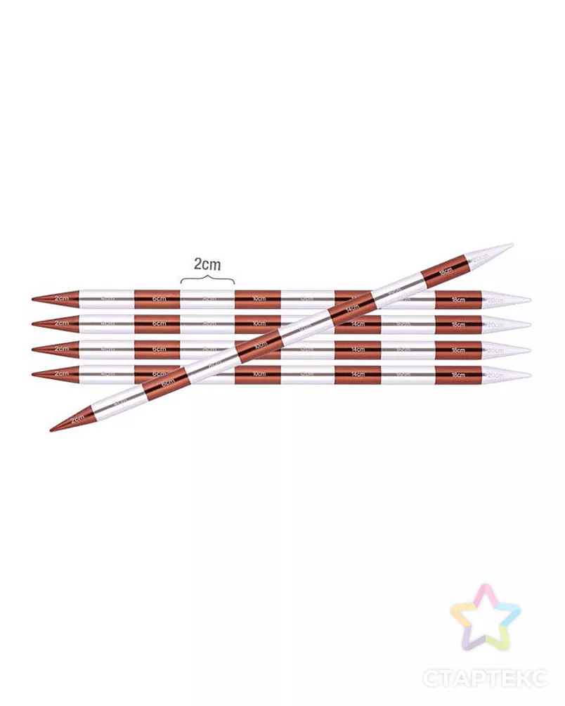 Спицы чулочные Knit Pro 42036 SmartStix 8мм/20см алюминий уп.5шт (серебристый/охра) арт. ИВЗ-244-1-45812 - рис. 1