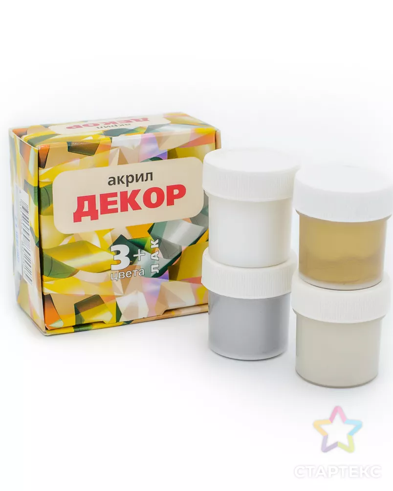 2025 Краски акриловые дизайн 'Декор', 3 цвета + лак, Olki арт. АРС-44690-1-АРС0000835348 - рис. 1