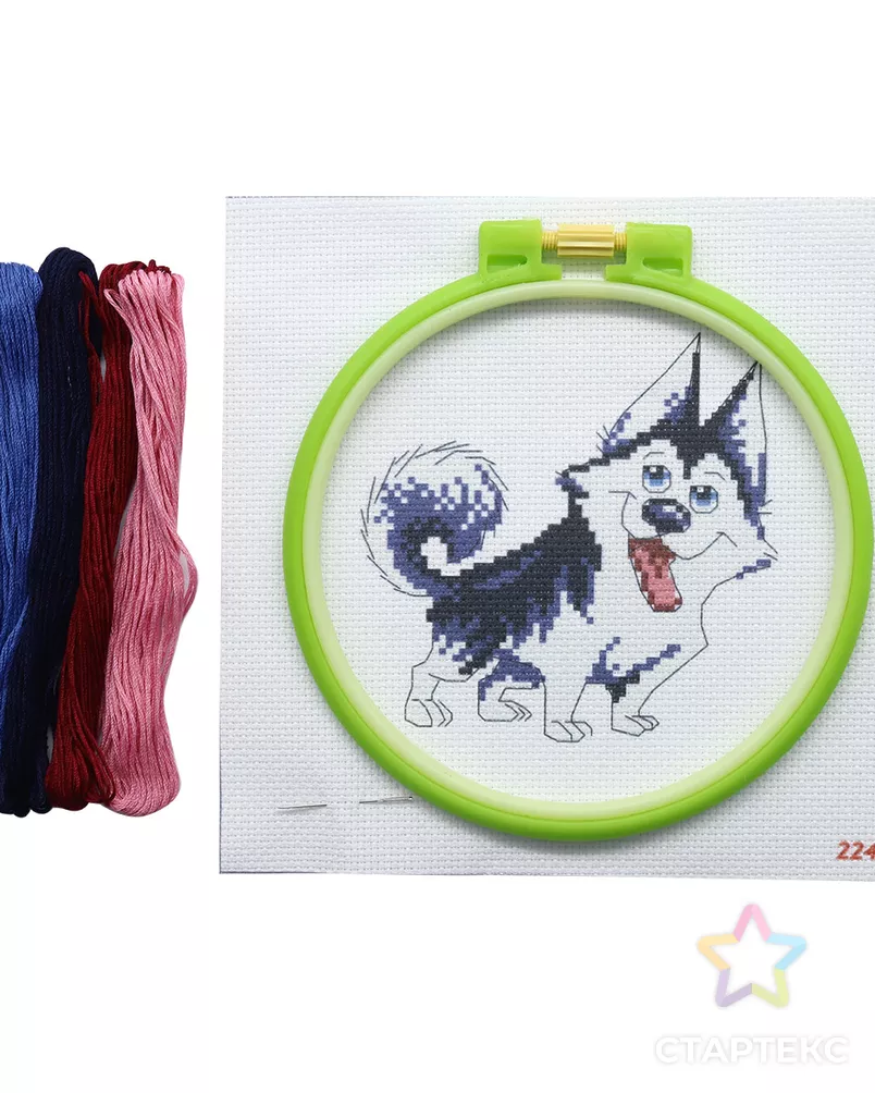 224 Набор для вышивания Hobby & Pro Kids 'Хаски' 19*19см арт. АРС-6537-1-АРС0001120784 - рис. 3