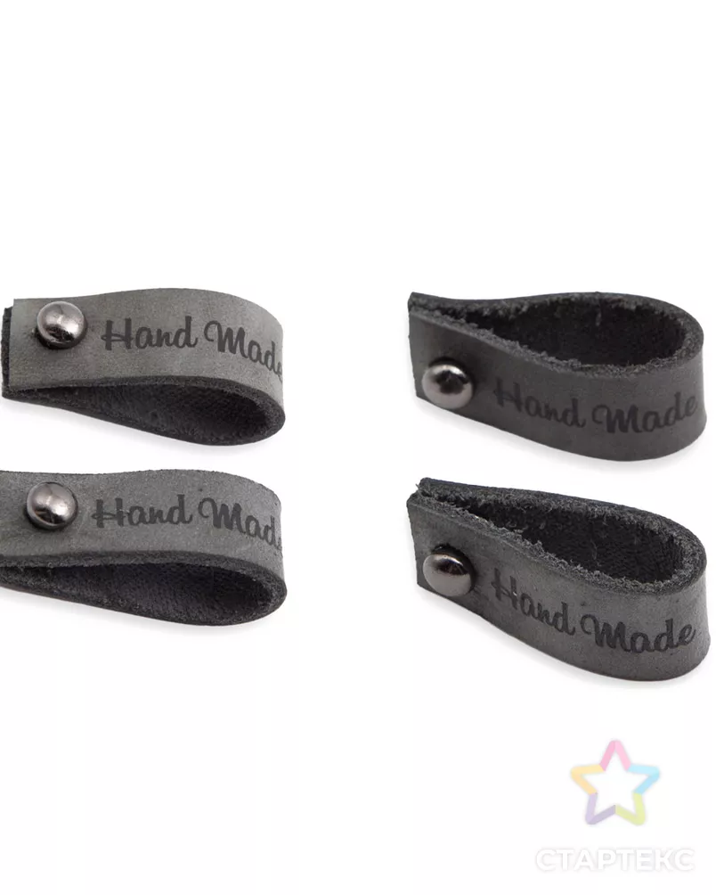 Кожаная бирка с кнопкой 'Hand Made' арт. АРС-24291-1-АРС0001229987 - рис. 1