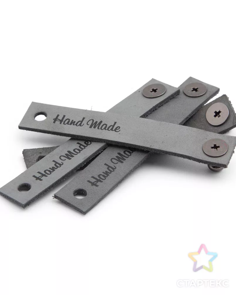 Кожаная бирка с кнопкой 'Hand Made' арт. АРС-24291-1-АРС0001229987 - рис. 2
