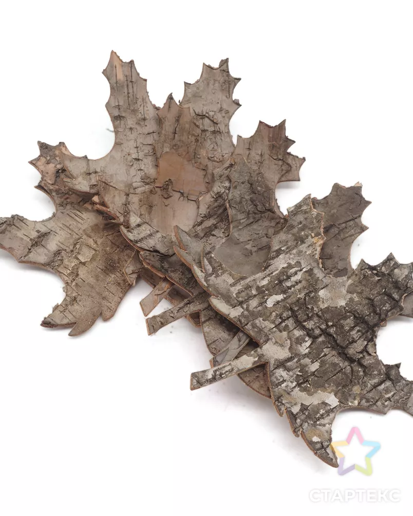 YW211 Декоративные элементы из коры дерева 'Кленовый лист', 8,5*10см, 6шт/уп (нат/дерево) арт. АРС-27606-1-АРС0001039175 - рис. 2