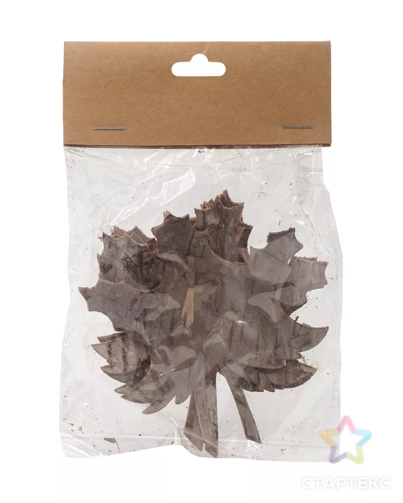 YW211 Декоративные элементы из коры дерева 'Кленовый лист', 8,5*10см, 6шт/уп (нат/дерево) арт. АРС-27606-1-АРС0001039175 - рис. 3