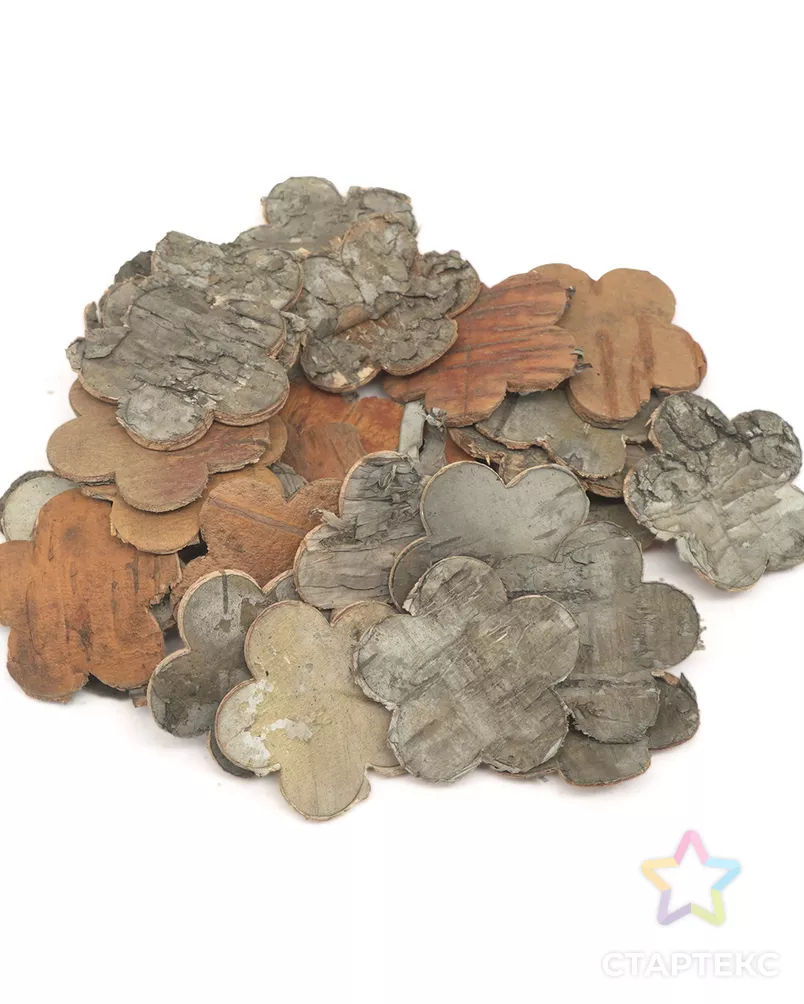 YW201 Декоративные элементы из коры дерева 'Цветочек', 3см, 30шт/уп (нат/дерево) арт. АРС-27630-1-АРС0001039202 - рис. 2