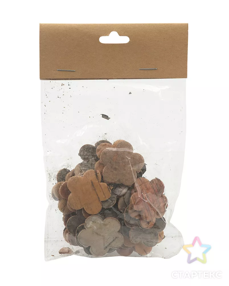 YW201 Декоративные элементы из коры дерева 'Цветочек', 3см, 30шт/уп (нат/дерево) арт. АРС-27630-1-АРС0001039202 - рис. 3